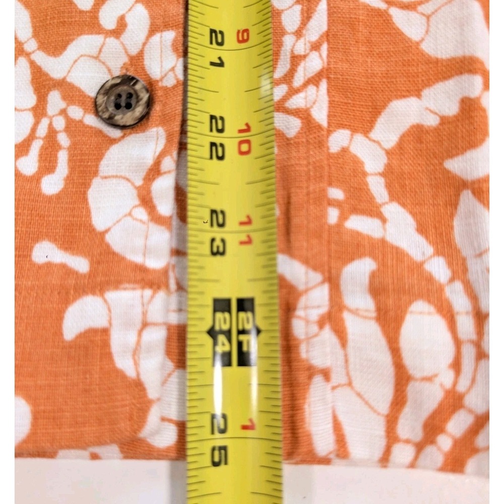 Women's Chico's Size 1 Medium 100% Linen Tropical Print Blouse, Button Up Resort - Picture 4 of 11